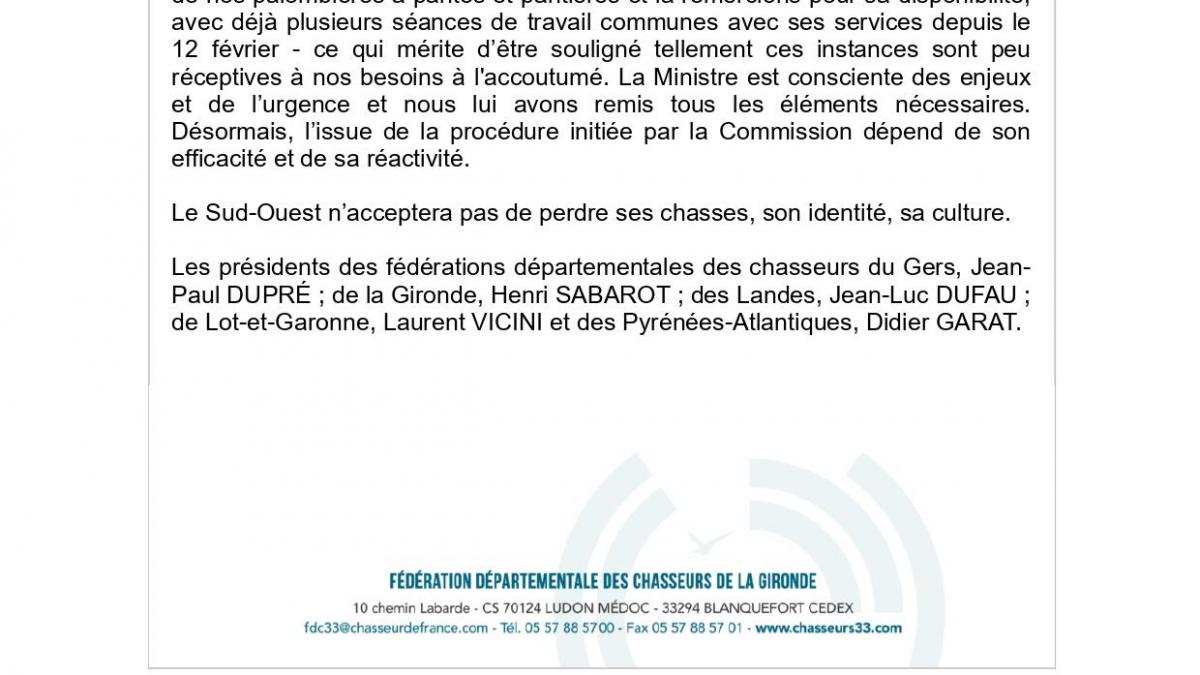 Communique sauvegarde des chasses traditionnelle de la palombe page 0002